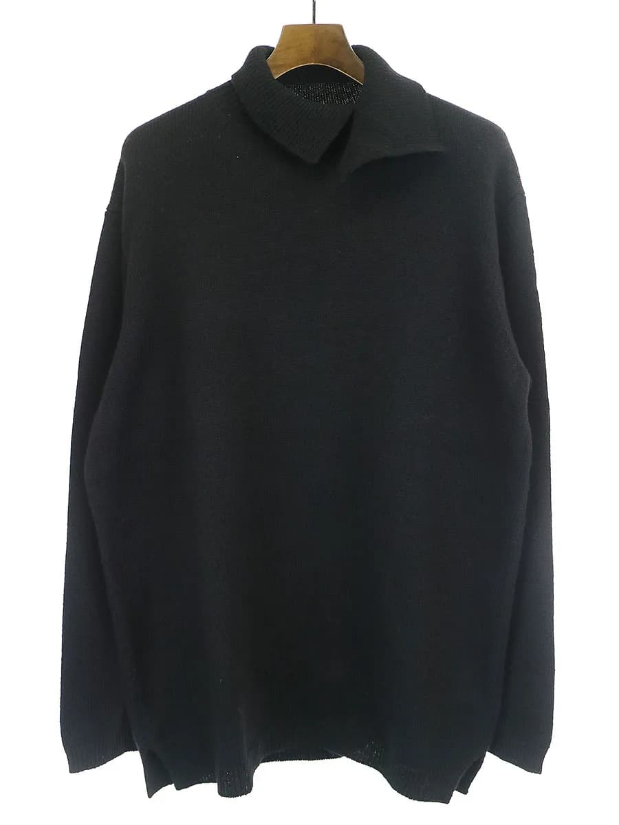 Yohji Yamamoto ヨウジヤマモト プール オム 20AW 7G LAYER UNEVEN COLLAR TURTLE NECK オーバーサイズウールタートルネックニット