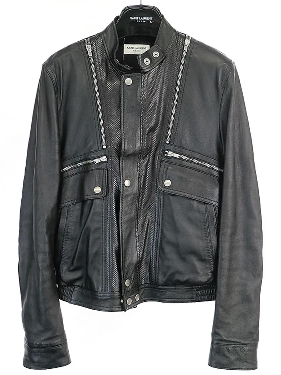 SAINT LAURENT サンローラン パリ 15AW LOOK47 パイソン切替レザージャケット