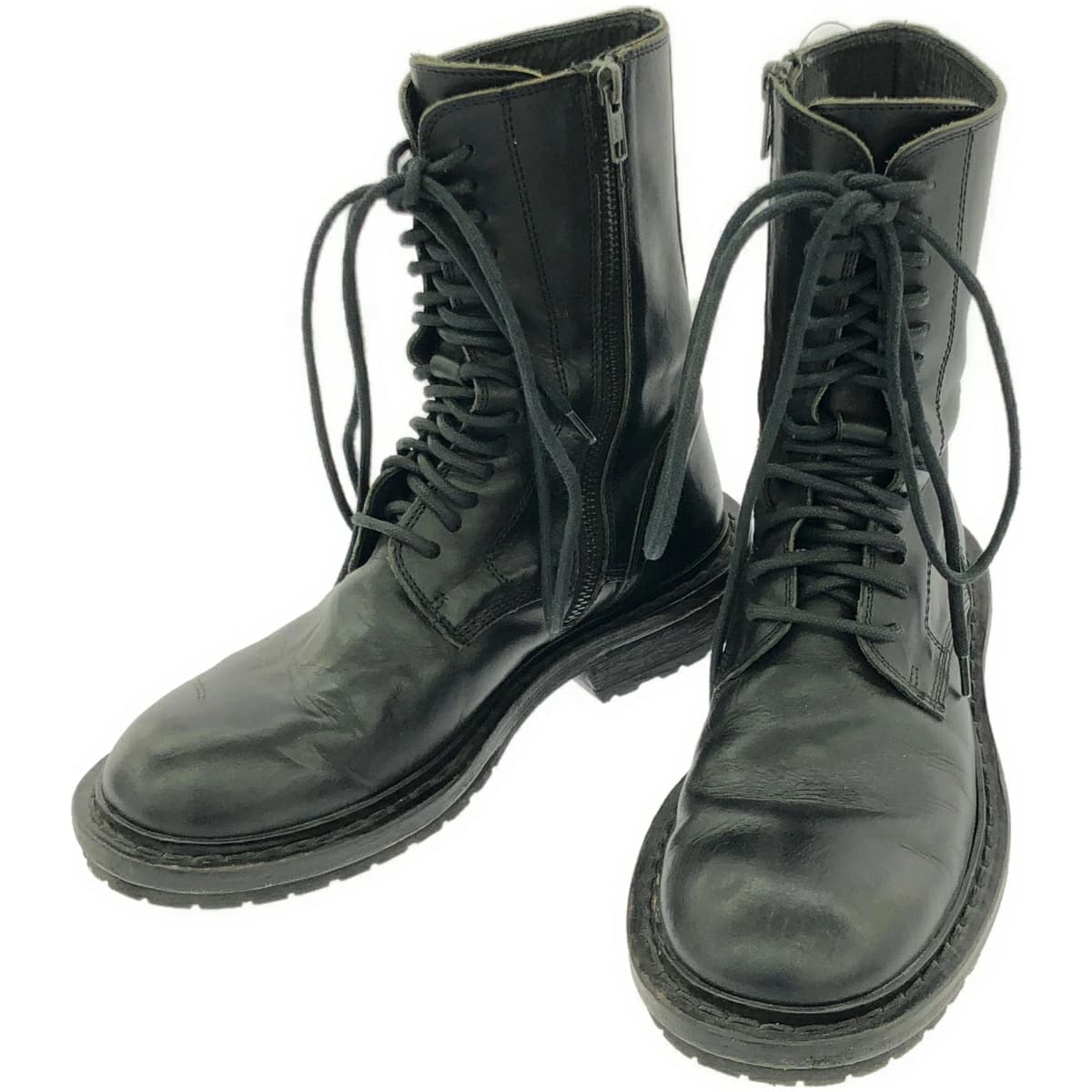 ANN DEMEULEMEESTER アンドゥムルメステール サイドジップレースアップコンバットブーツ