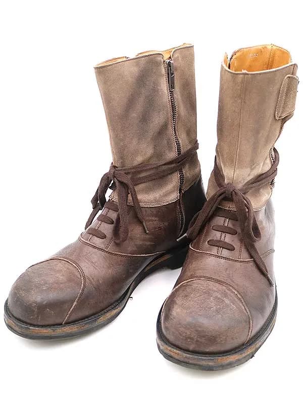 Maison Margiela メゾンマルタンマルジェラ22 ヴィンテージ加工スウェードコンビレースアップブーツ