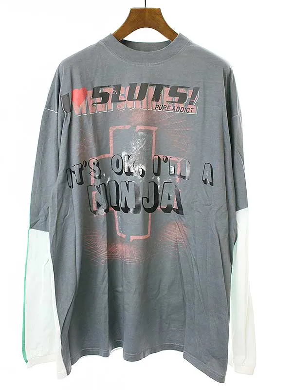 VETEMENTS ヴェトモン 18AW Multicolor Ninja Tee On Tee Printed T-Shirt カットソー