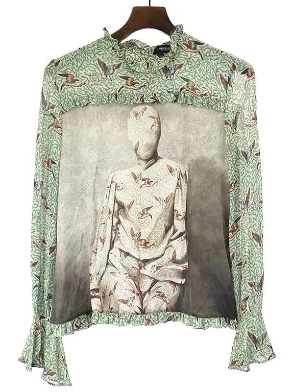UNDERCOVER アンダーカバー 21AW 総柄デザインシルクブラウス