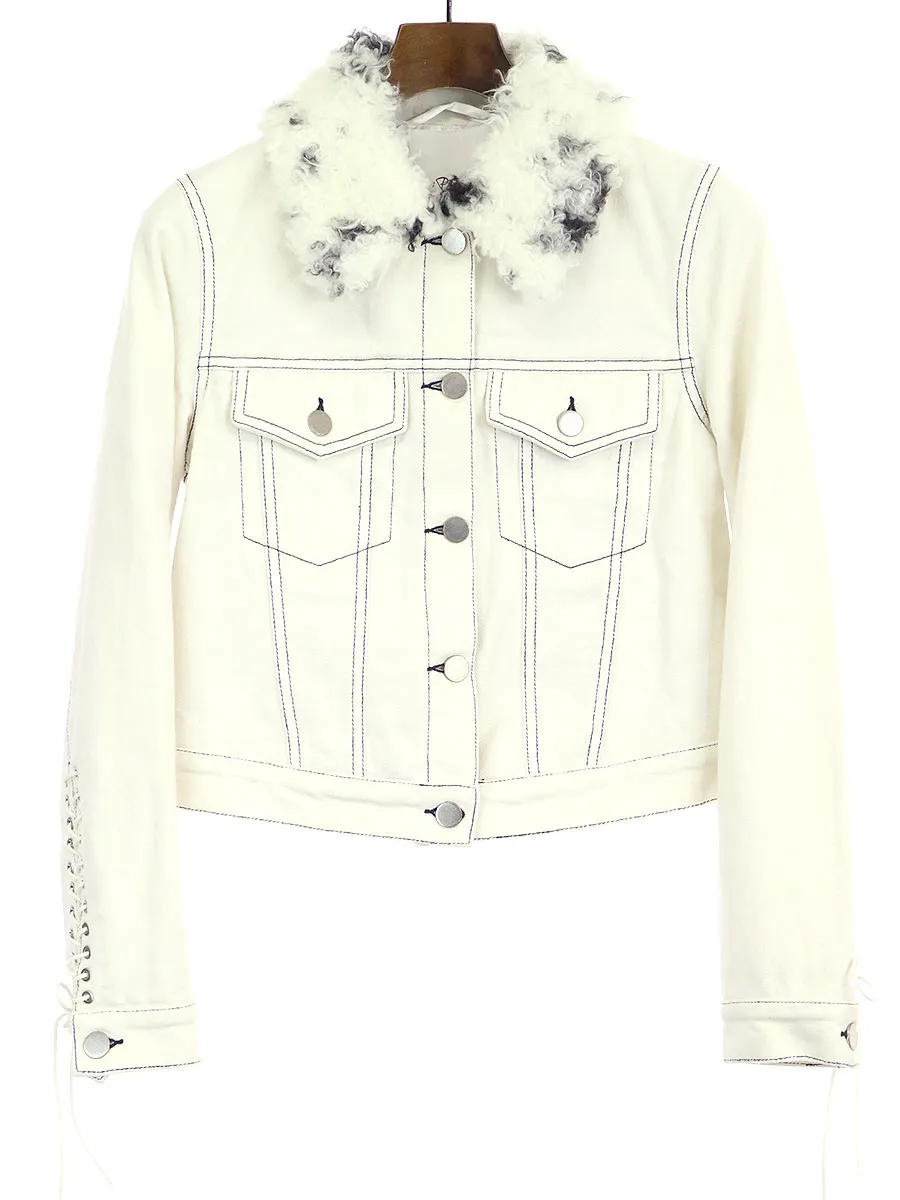3.1 Phillip Lim 3.1 Phillip Lim 17AW ファーカラー袖レースアップステッチデニムジャケット