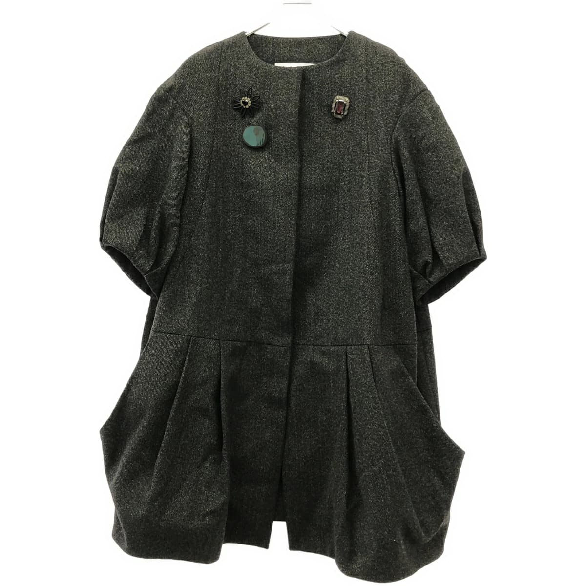 MARNI マルニ ビジュー装飾 ショートスリーブノーカラーコート