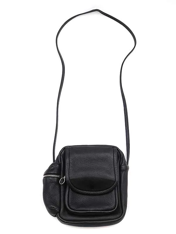 Aeta アエタ DEER SHOULDER POUCH BLACK DA05 レザーショルダーバッグ ポーチ