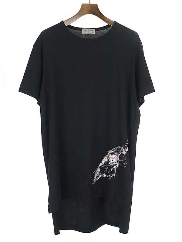 Yohji Yamamoto ヨウジヤマモト プールオム 19AW 半袖段違いヤギ柄Tシャツ