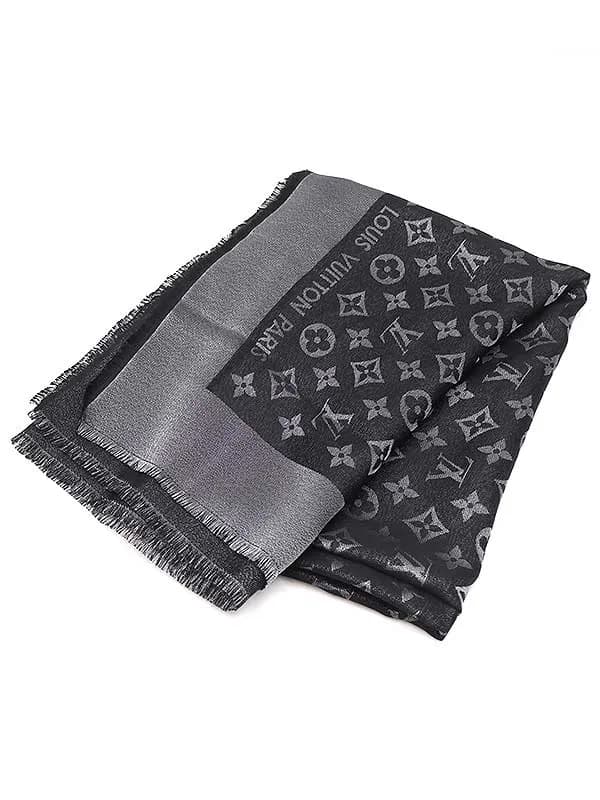 LOUIS VUITTON ルイヴィトン フリンジシルクモノグラム大判ストール