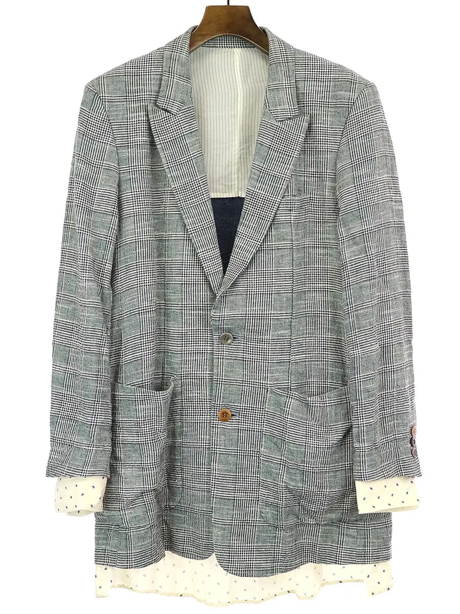 UNDERCOVER アンダーカバー 16SS グレンチェック後ニット切替レイヤードジャケット