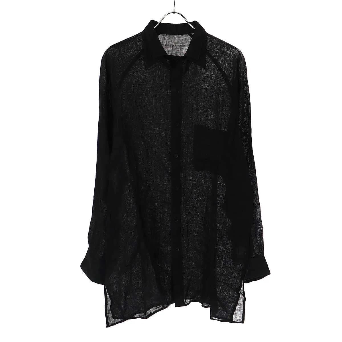 Yohji Yamamoto ヨウジヤマモト プールオム 24SS 60 PLAIN TWISTED LAWN Z-ATTACHED COLLAR B リネンツイストアタッチドカラーシャツ