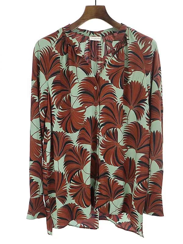 DRIES VAN NOTEN ドリスヴァンノッテン シルク総柄プリーツブラウス