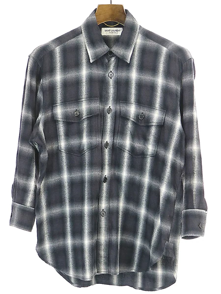 SAINT LAURENT サンローラン パリ 15AW チェック柄フランネルシャツ