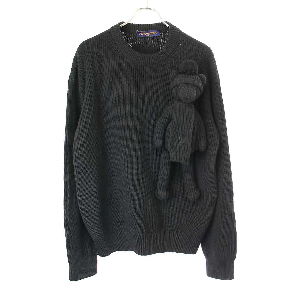 LOUIS VUITTON ルイヴィトン 21AW ステッチドテディクルーネックニットセーター TBY HLN44W ブラック S