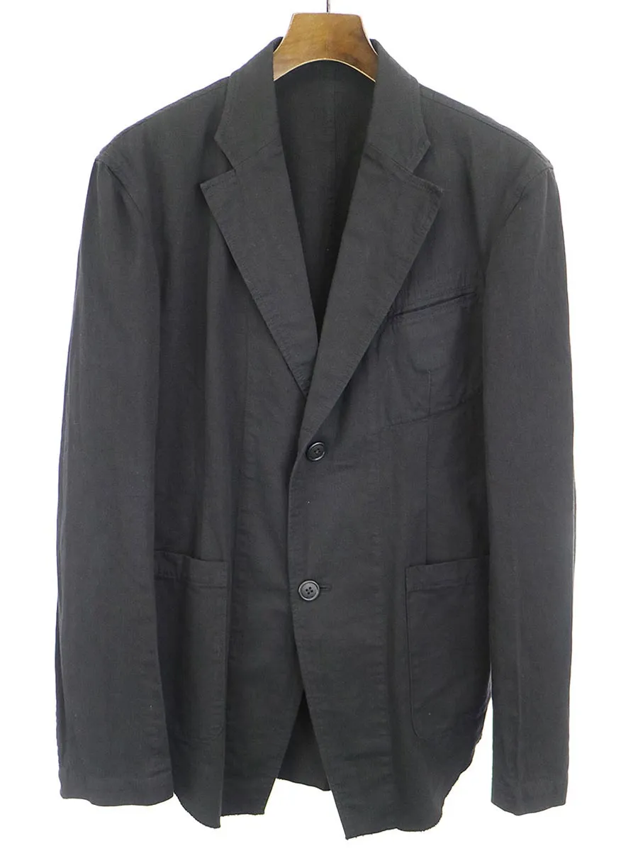 Yohji Yamamoto ヨウジヤマモト プール オム 11SS 製品染めコットンリネン2Bテーラードジャケット