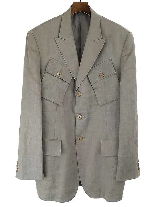Yohji Yamamoto ヨウジヤマモトプールオム 08SS 敗残兵期 リネンミリタリーテーラードジャケット