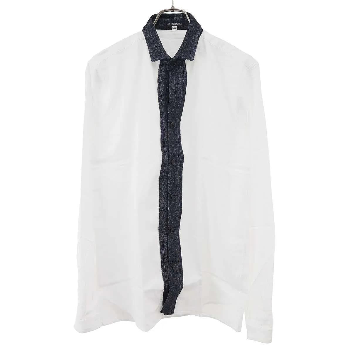 ANN DEMEULEMEESTER アンドゥムルメステール ヘリンボーンライン ストライプシャツ