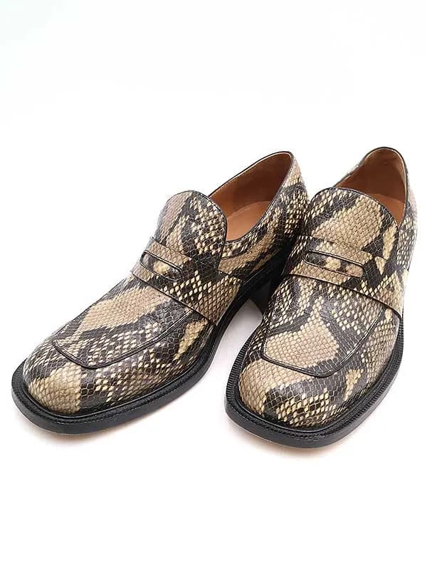 DRIES VAN NOTEN ドリスヴァンノッテン 20AW パイソン ヒールローファーシューズ