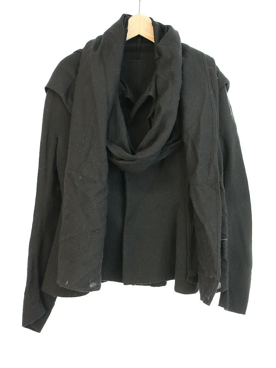 Yohji Yamamoto ヨウジヤマモト ファム 08AW ストール付きフーデッドウールジャケット