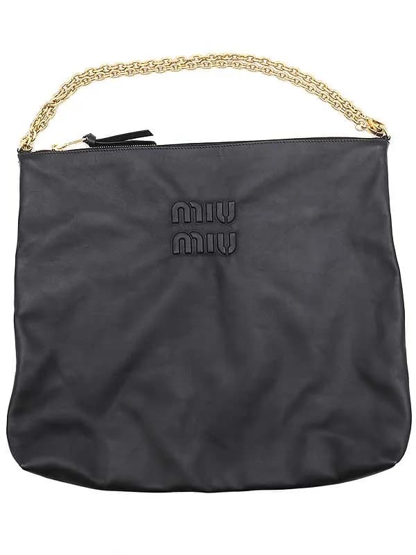 miu miu ミュウミュウ 22SS ロゴエンボスレザーラージショルダーバッグ