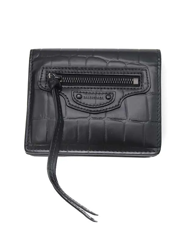 BALENCIAGA バレンシアガ ネオクラシック クロコ型押しミニウォレット 財布