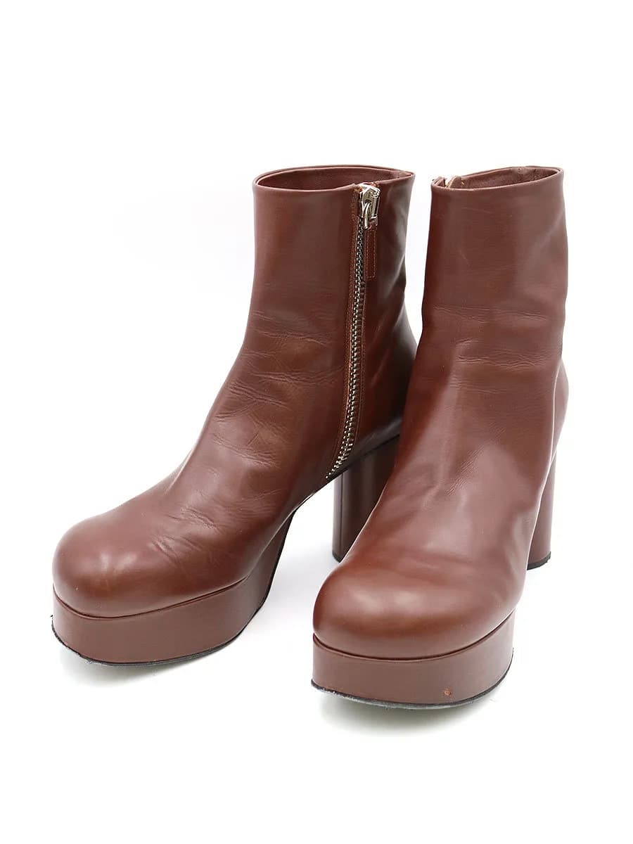 JIL SANDER ジルサンダー プラットフォームサイドジップレザーブーツ