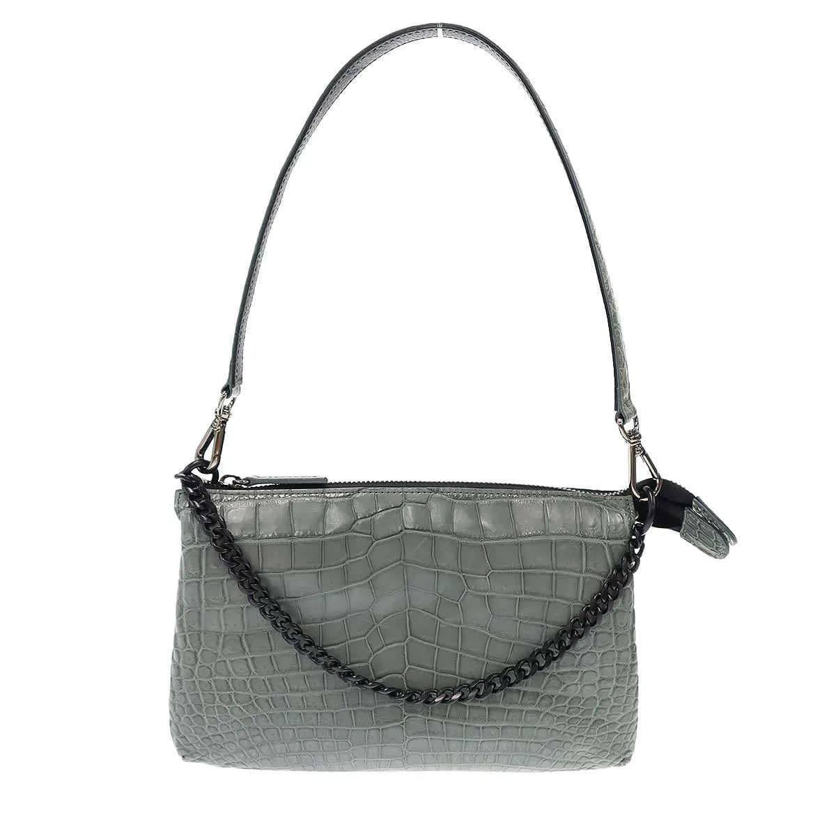 ザ ラストアートプロダクション CROCO SHOULDER LIBERO SAGE クロコダイルレザーショルダーバッグ