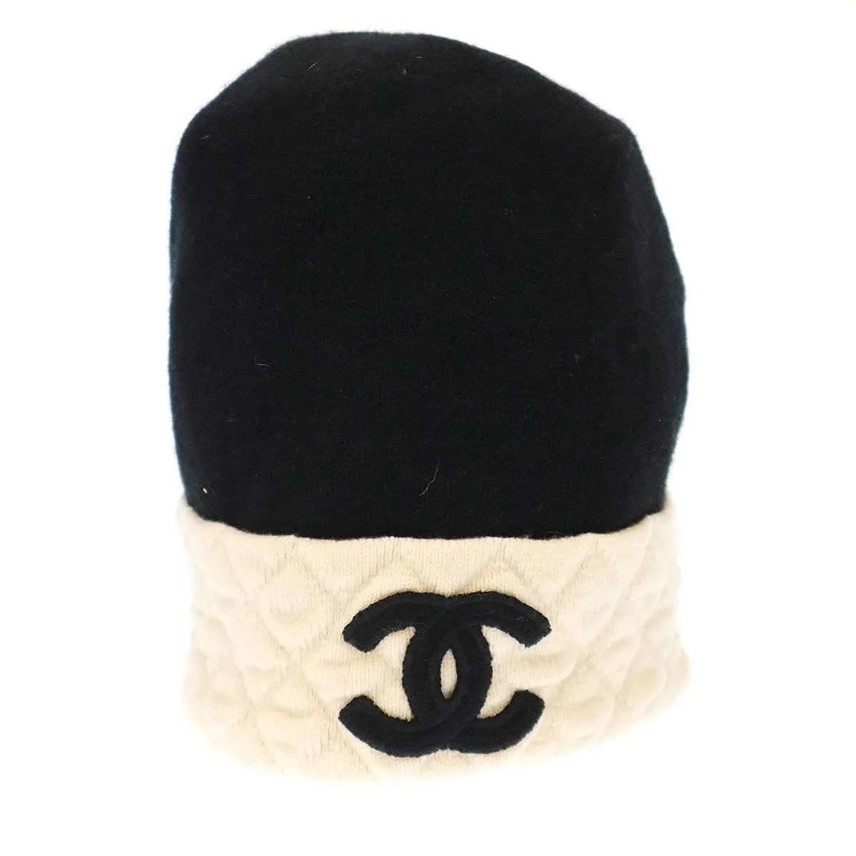 CHANEL シャネル ココマーク バイカラーカシミヤビーニーニットキャップ
