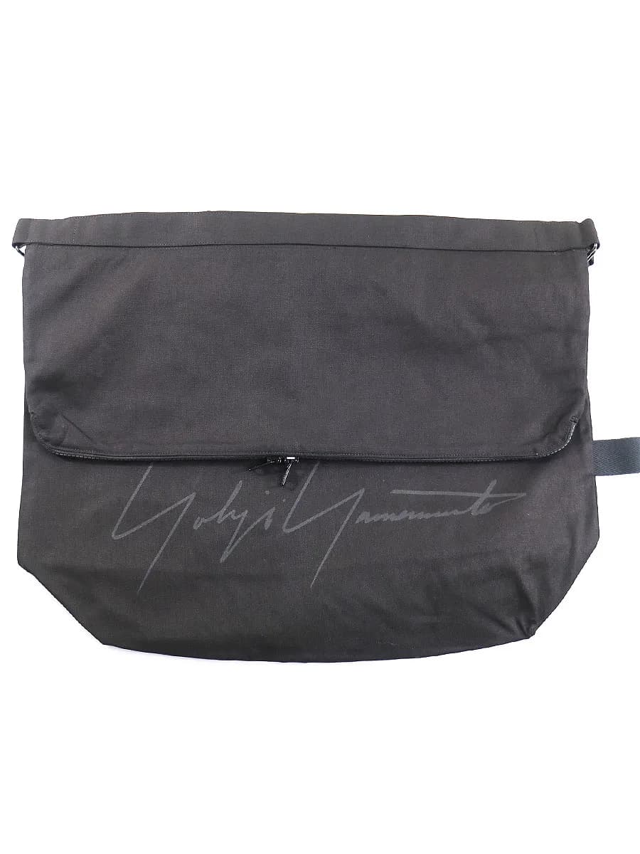 Yohji Yamamoto ヨウジヤマモト シグネチャーロゴキャンバスショルダーバッグ