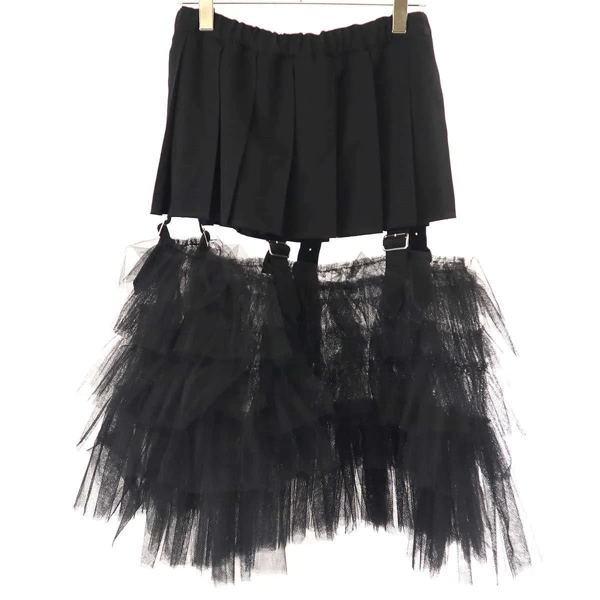 COMME des GARCONS ブラック コムデギャルソン 23AW ドッキングラッフルチュールミディスカート