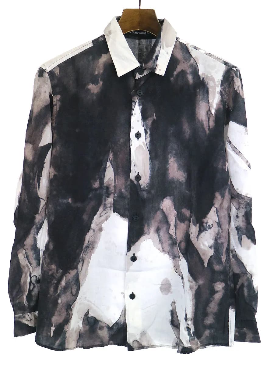 ISSEY MIYAKE イッセイ ミヤケ メン 17SS ABSTRACT SHIRT 水彩画モチーフ手捺染リヨセルシャツ