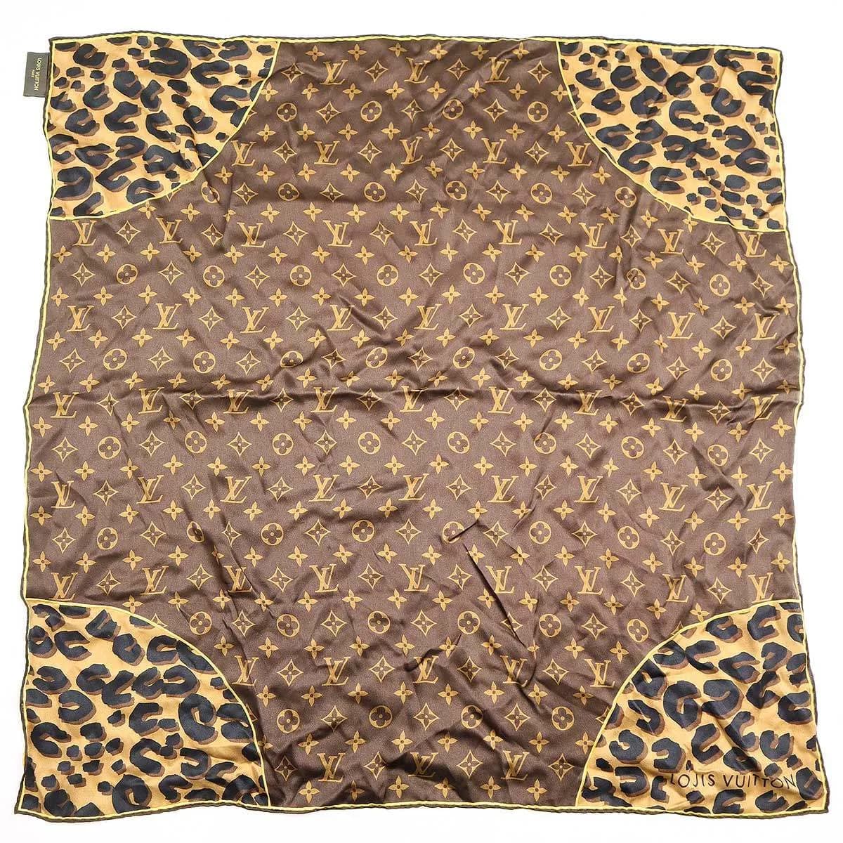 LOUIS VUITTON ルイヴィトン Silk Scarf Carre Monogram Leopard カレ モノグラム レオパードスカーフ