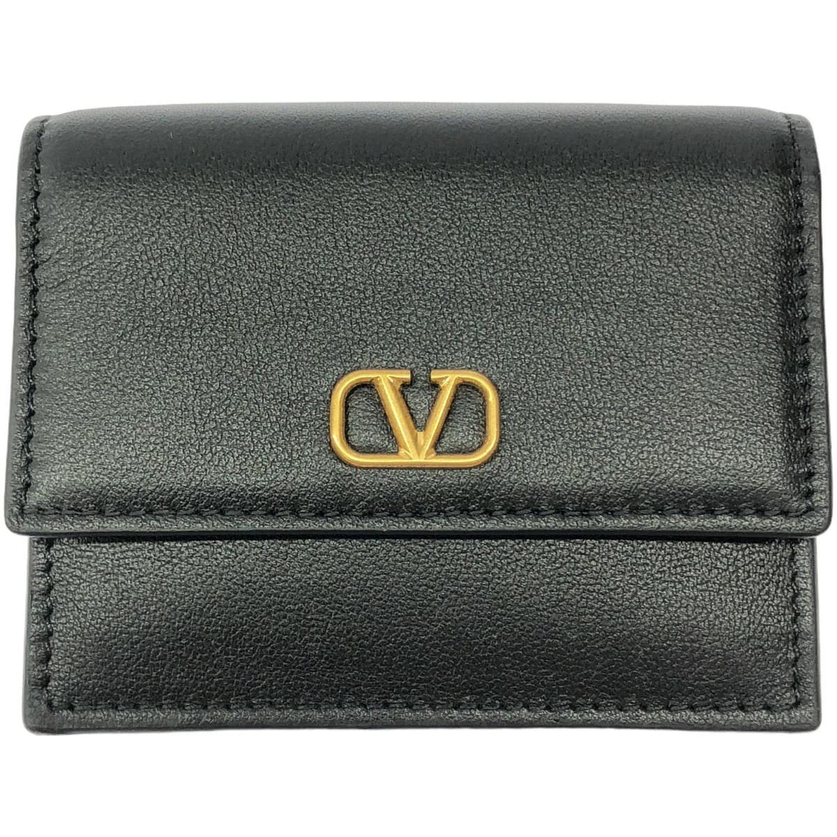 VALENTINO ヴァレンティノ Vスリング レザー 二つ折りウォレット カードケース