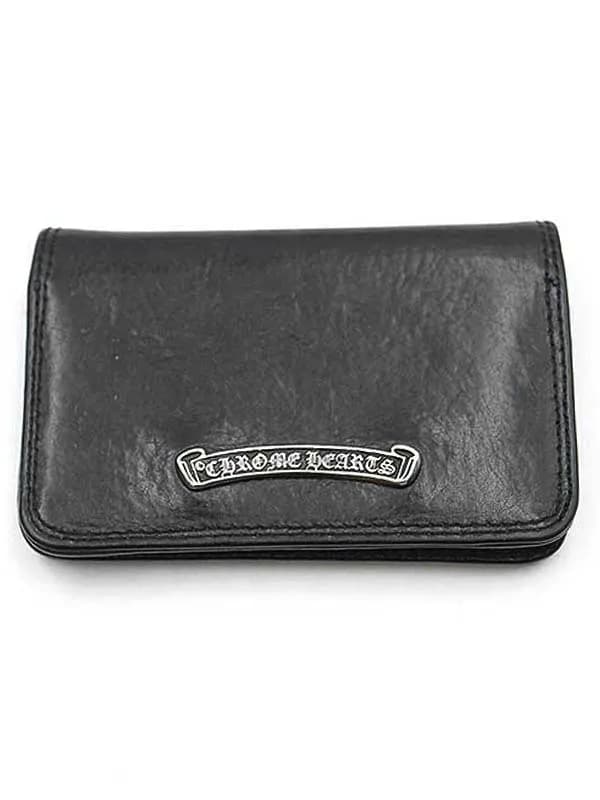 CHROME HEARTS クロムハーツ CARD CASE シルバーロゴプレートレザーカードケース