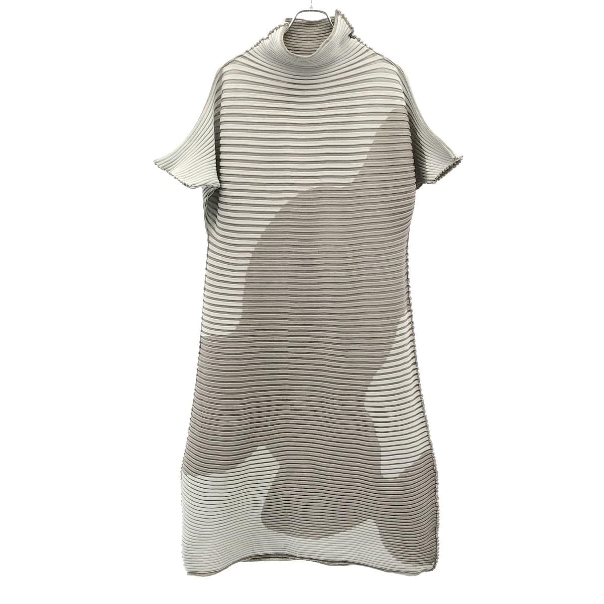 ISSEY MIYAKE イッセイミヤケ ボーダープリーツハイネックワンピース IM13KH260