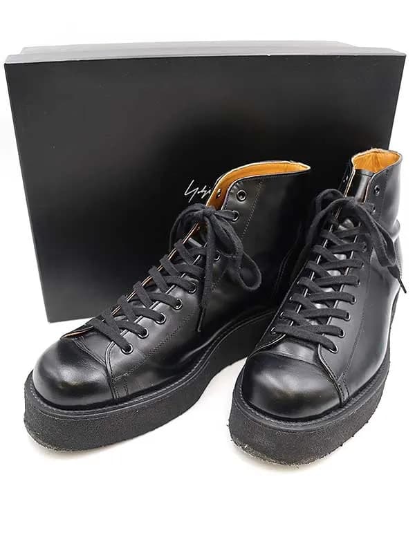 Yohji Yamamoto レギュレーション ヨウジヤマモト 22SS GLASS LEATHER DEMI BOOTS ガラスレザーデミブーツ