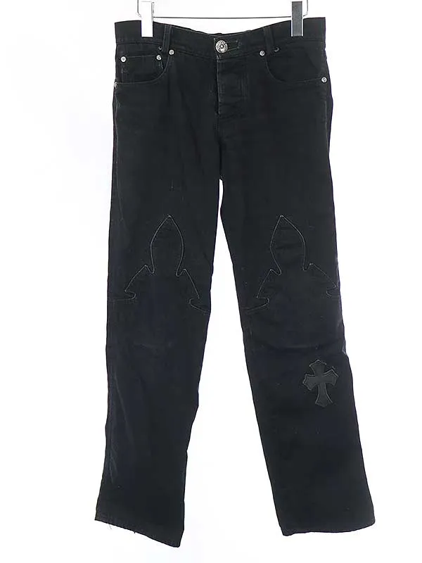 CHROME HEARTS クロムハーツ 初期 レザーパッチカスタム フレアニー ダガージップデニムパンツ