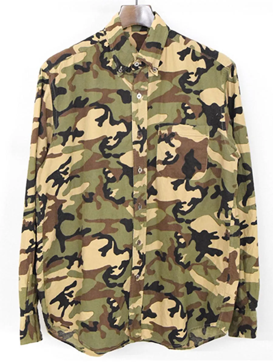 SOPHNET. ソフネット コットンフランネルカモフラ柄ボタンダウンシャツ