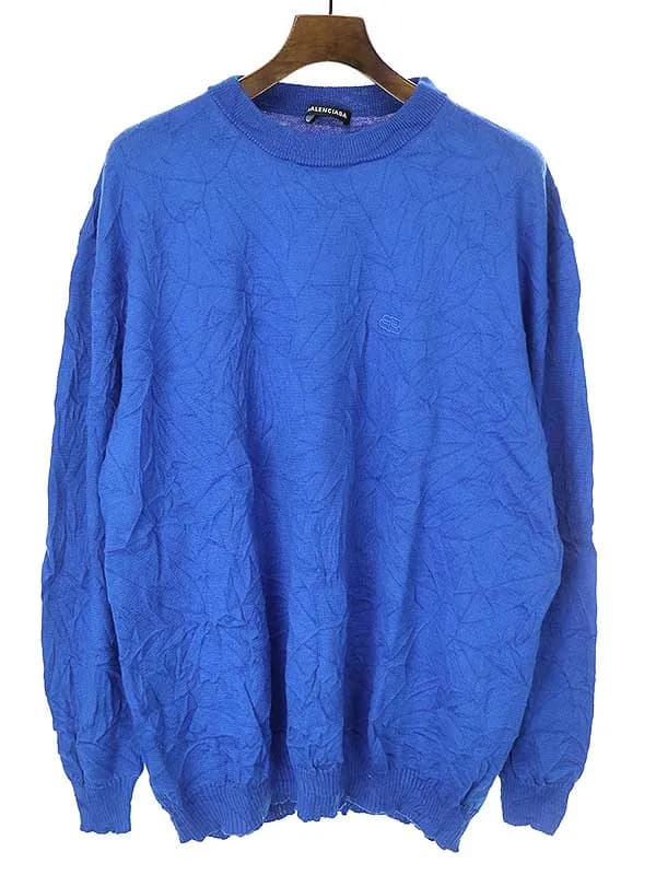 BALENCIAGA バレンシアガ 20SS ロゴ刺繍シワ加工ニットセーター