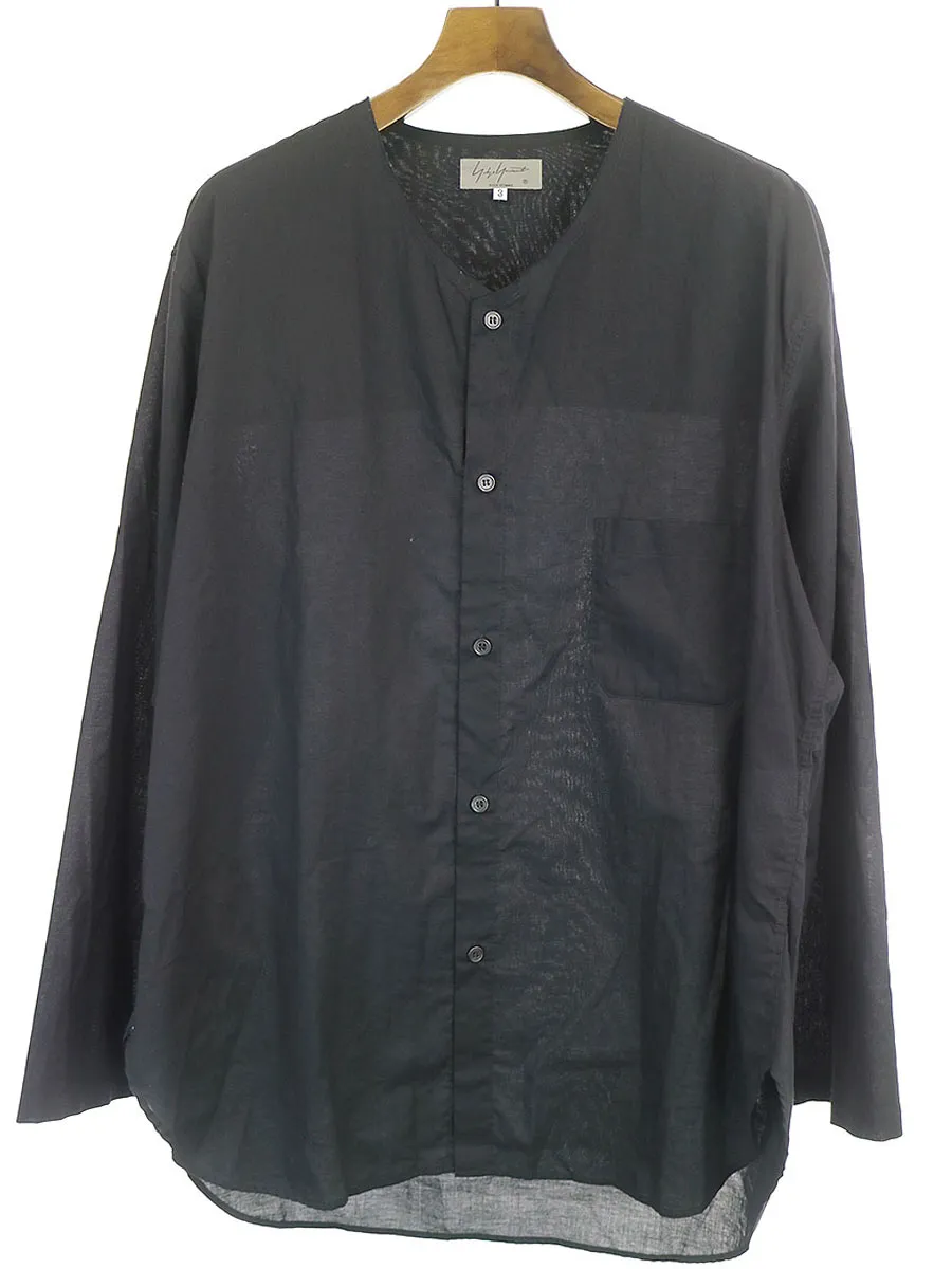 Yohji Yamamoto ヨウジヤマモト プール オム 18SS コットンローンノーカラーシャツ