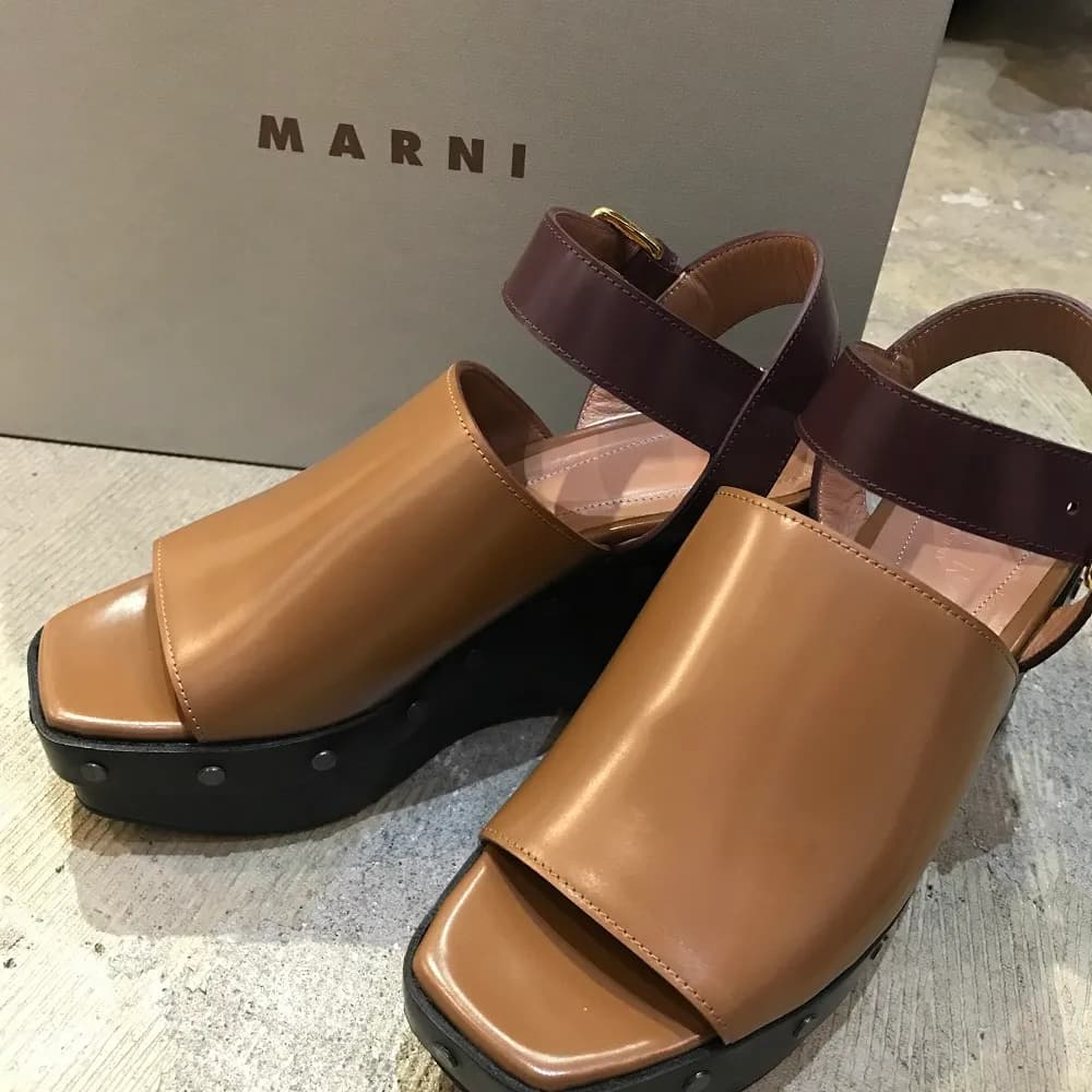 MARNI MARNI ZEPPA ウェッジソールレザーサンダル 37