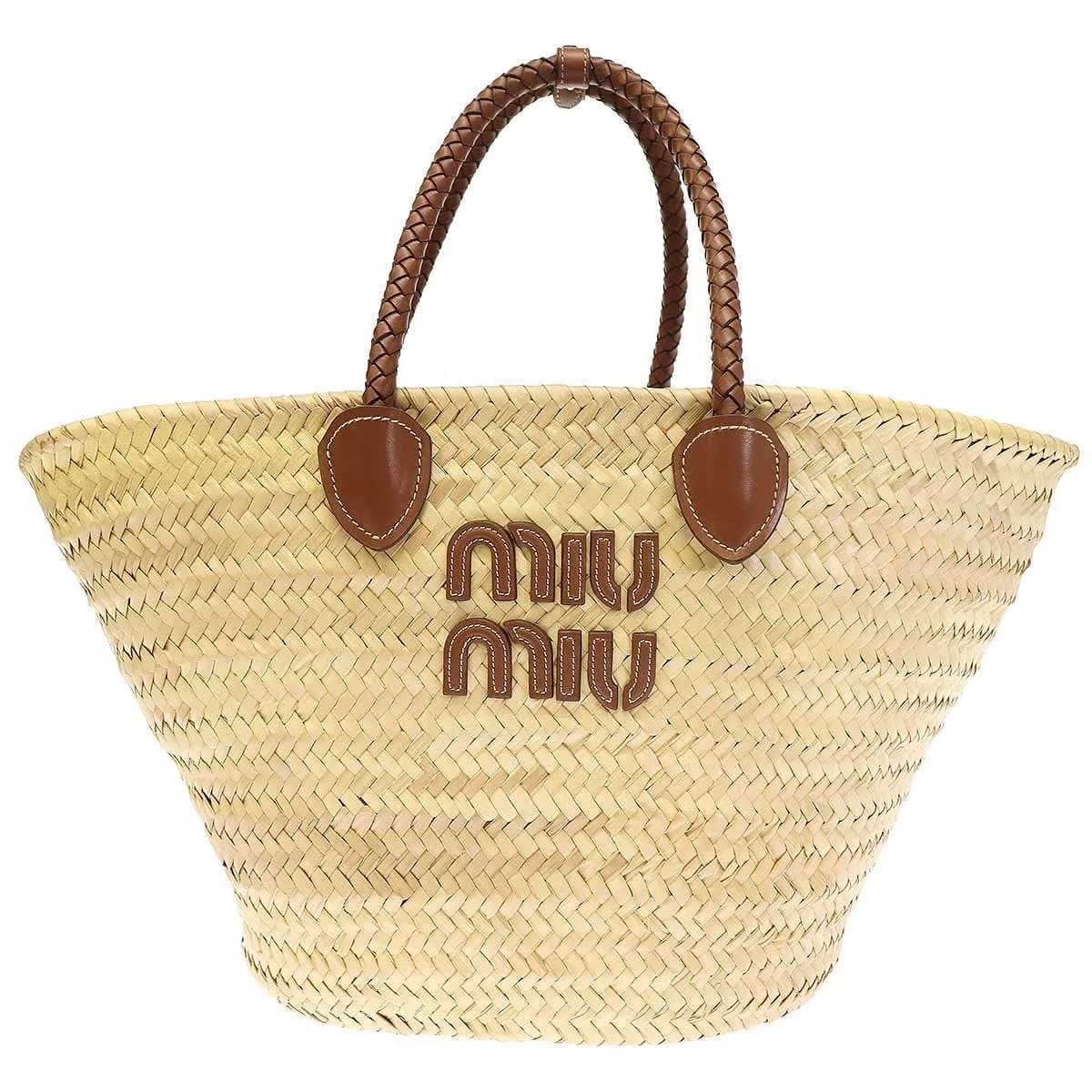 miu miu ミュウミュウ レザーハンドル ロゴバスケットバッグ 5BG212 2DDH