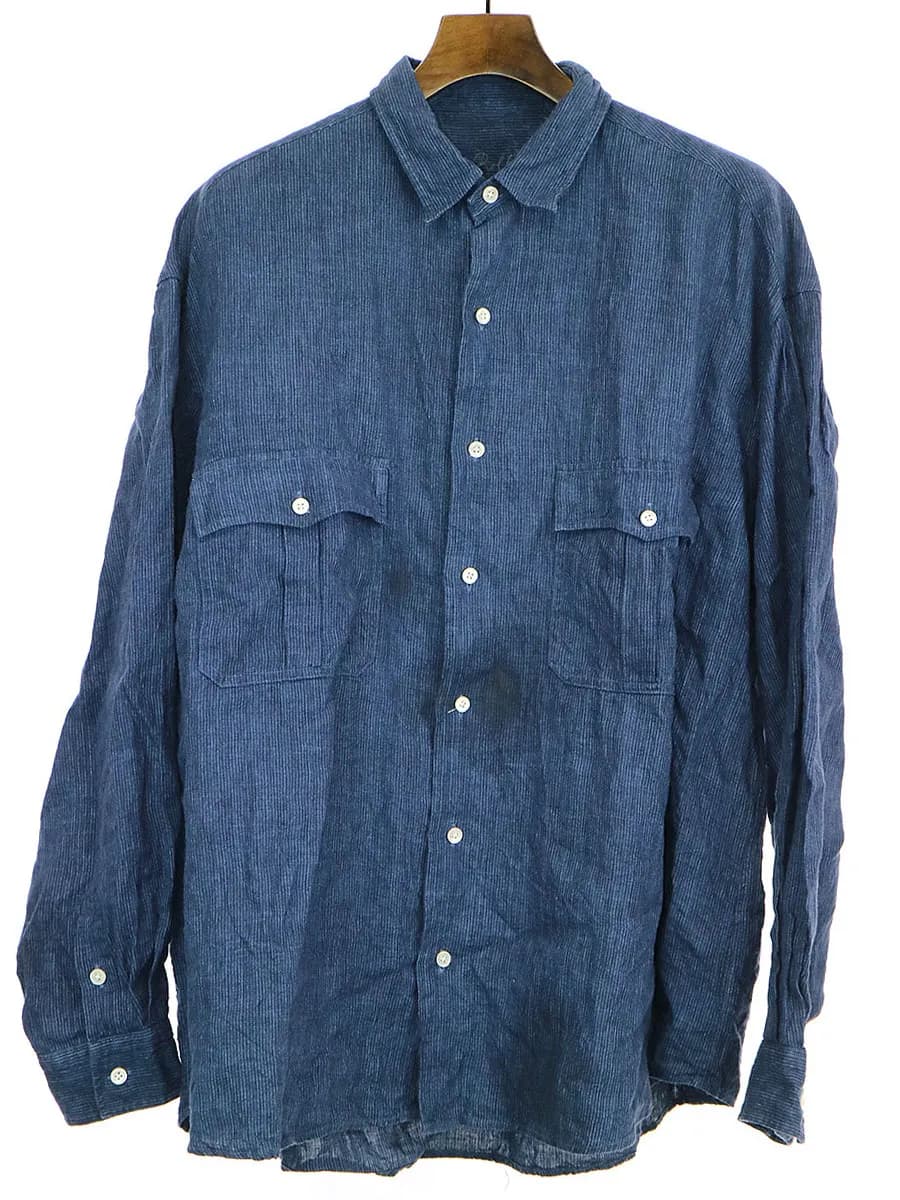 Porter Classic ポータークラシック ROLL UP LINEN STRIPE SHIRT ロールアップリネンストライプシャツ