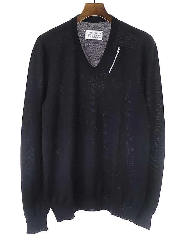 Maison Margiela メゾンマルタンマルジェラ10 06AW ジップデザインウールVネックニットセーター