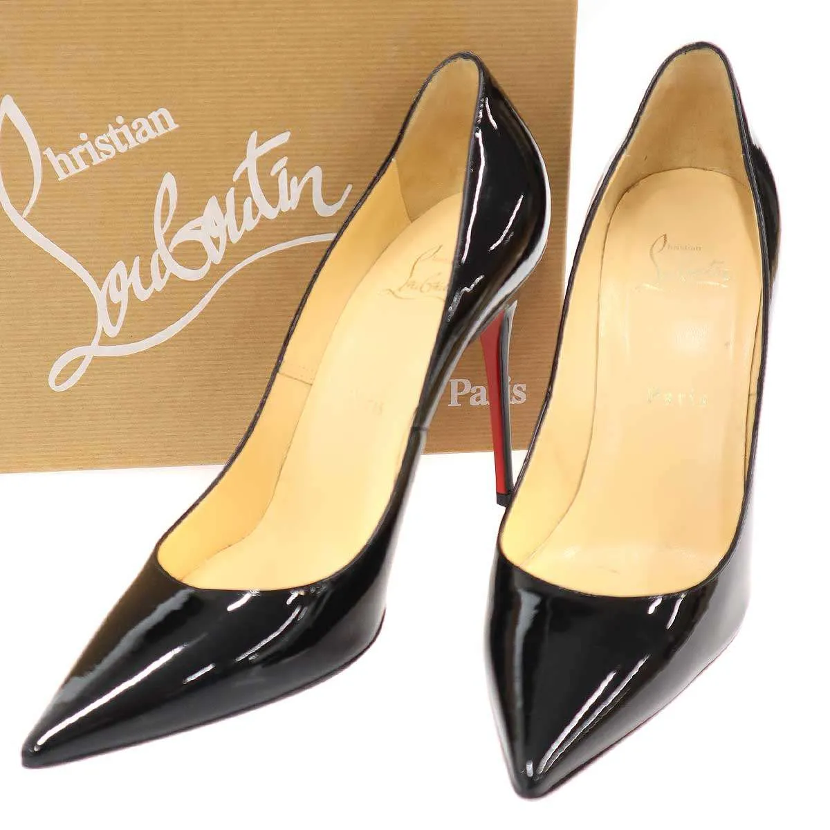 Christian Louboutin クリスチャンルブタン DECOLLETE 554 100 PATENT パンプス