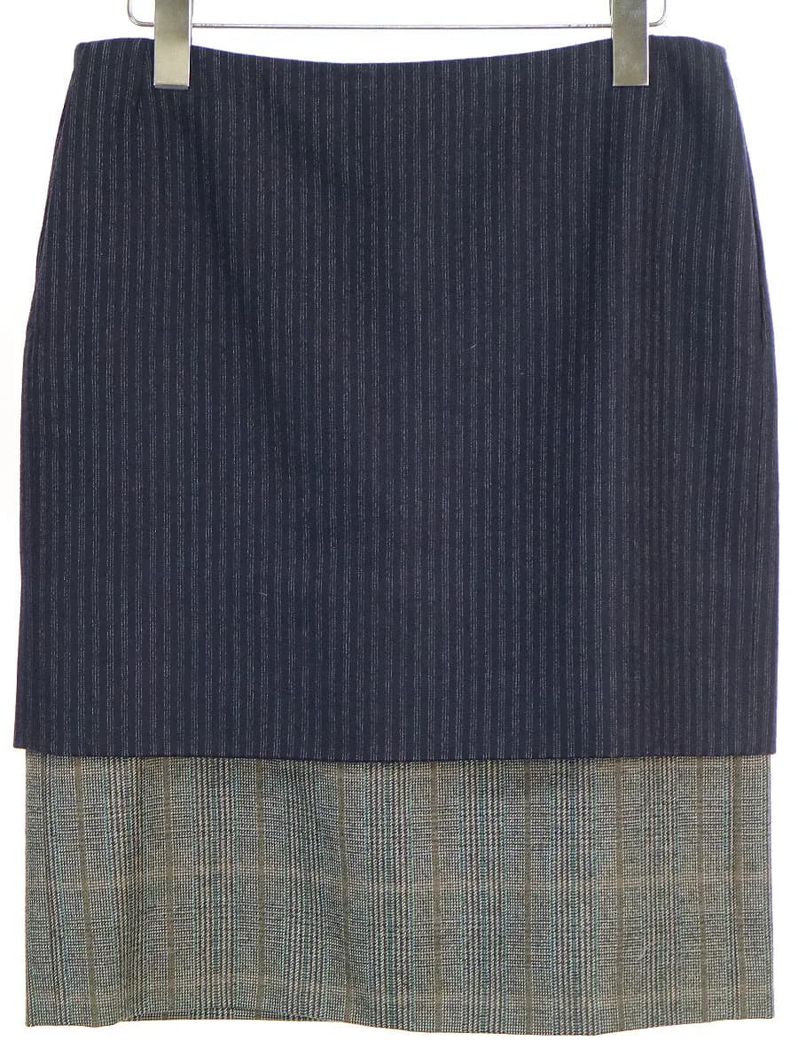 DRIES VAN NOTEN ドリスヴァンノッテン ストライプ柄チェックレイヤードスカート