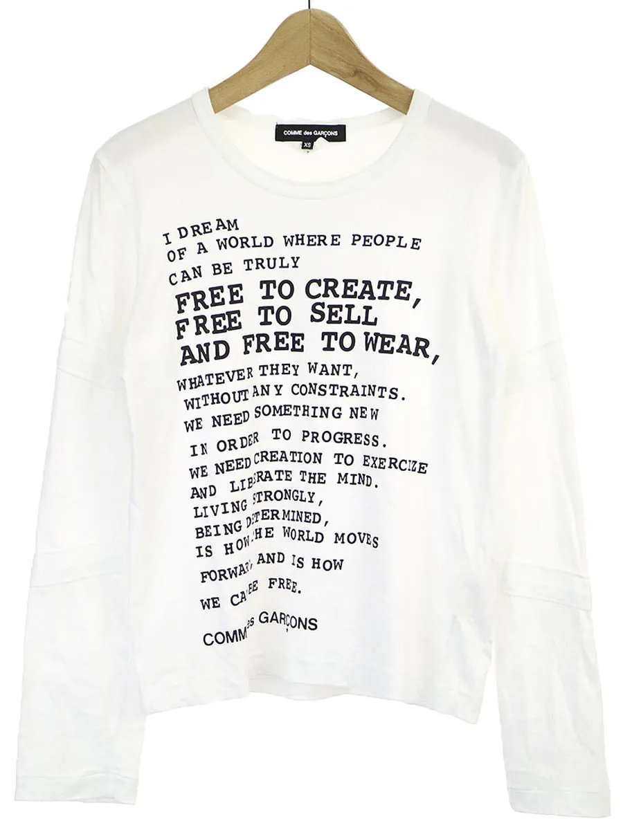 COMME des GARCONS コムデギャルソン メッセージプリントロングスリーブTシャツ