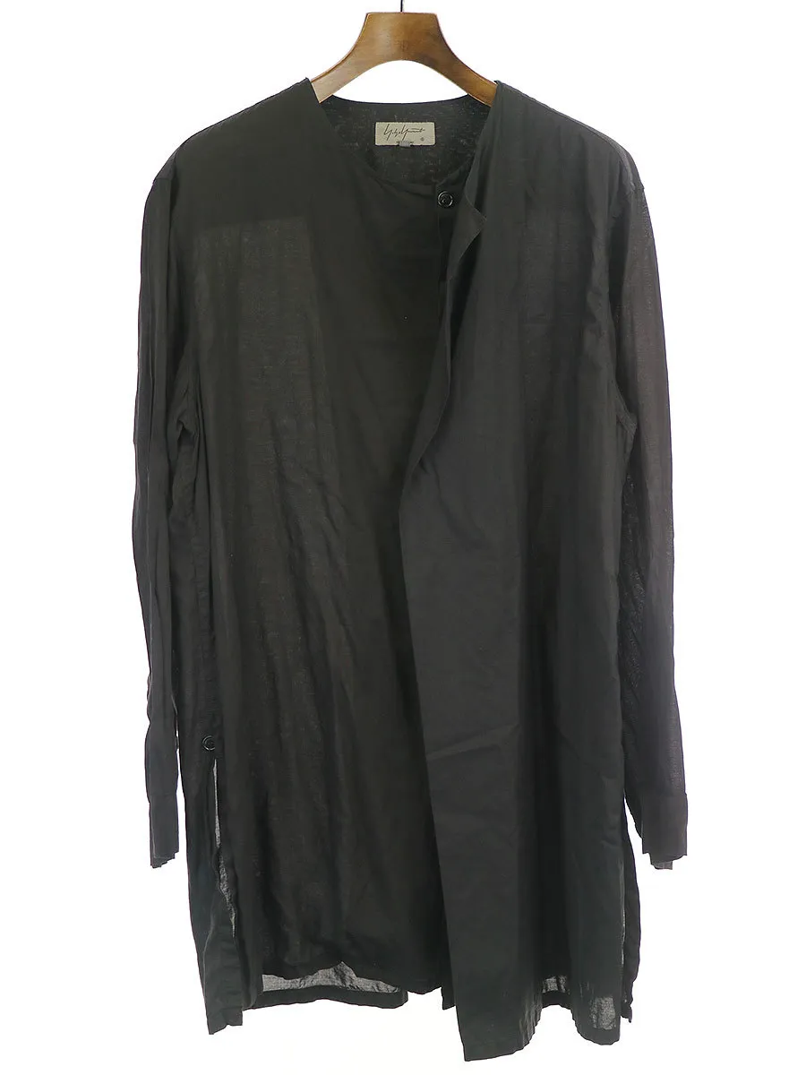 Yohji Yamamoto ヨウジヤマモトプールオム 18SS コットンテンセルレイヤードノーカラーシャツ