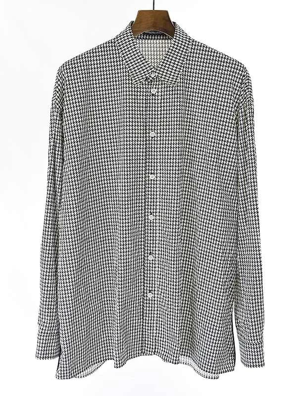 BALENCIAGA バレンシアガ 20SS ハウンドトゥースオーバーサイズコットンシャツ