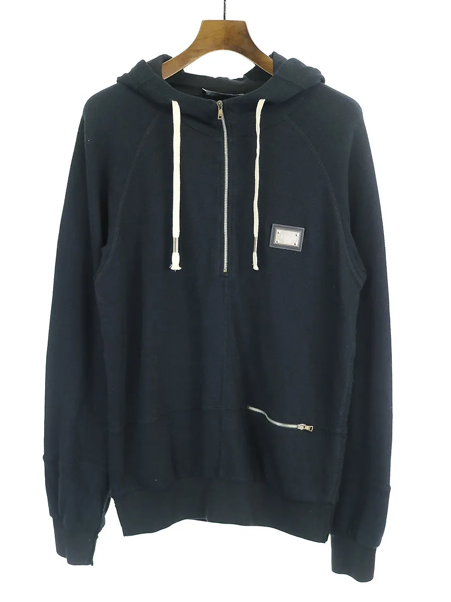 DOLCE&GABBANA ドルチェ&ガッバーナ 12SS プレート付きハーフジッププルオーバーパーカー