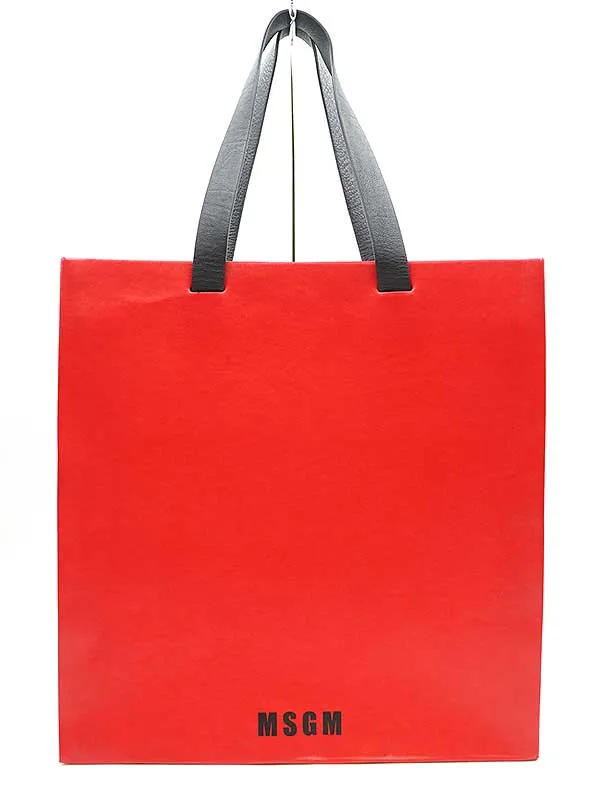 MSGM MSGM ロゴプリントフェイクレザートートバッグ