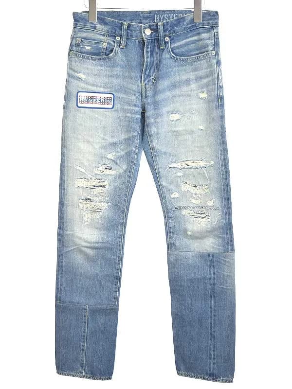 HYSTERIC GLAMOUR ヒステリックグラマー 20SS ダイナミックパッチリメイクストレートデニムパンツ